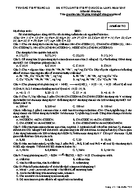 Đề kiểm tra chất lượng ôn thi THPT Quốc gia lần 2 môn Hóa học năm 2015 - Mã đề 743 - Trường THPT Sông Lô